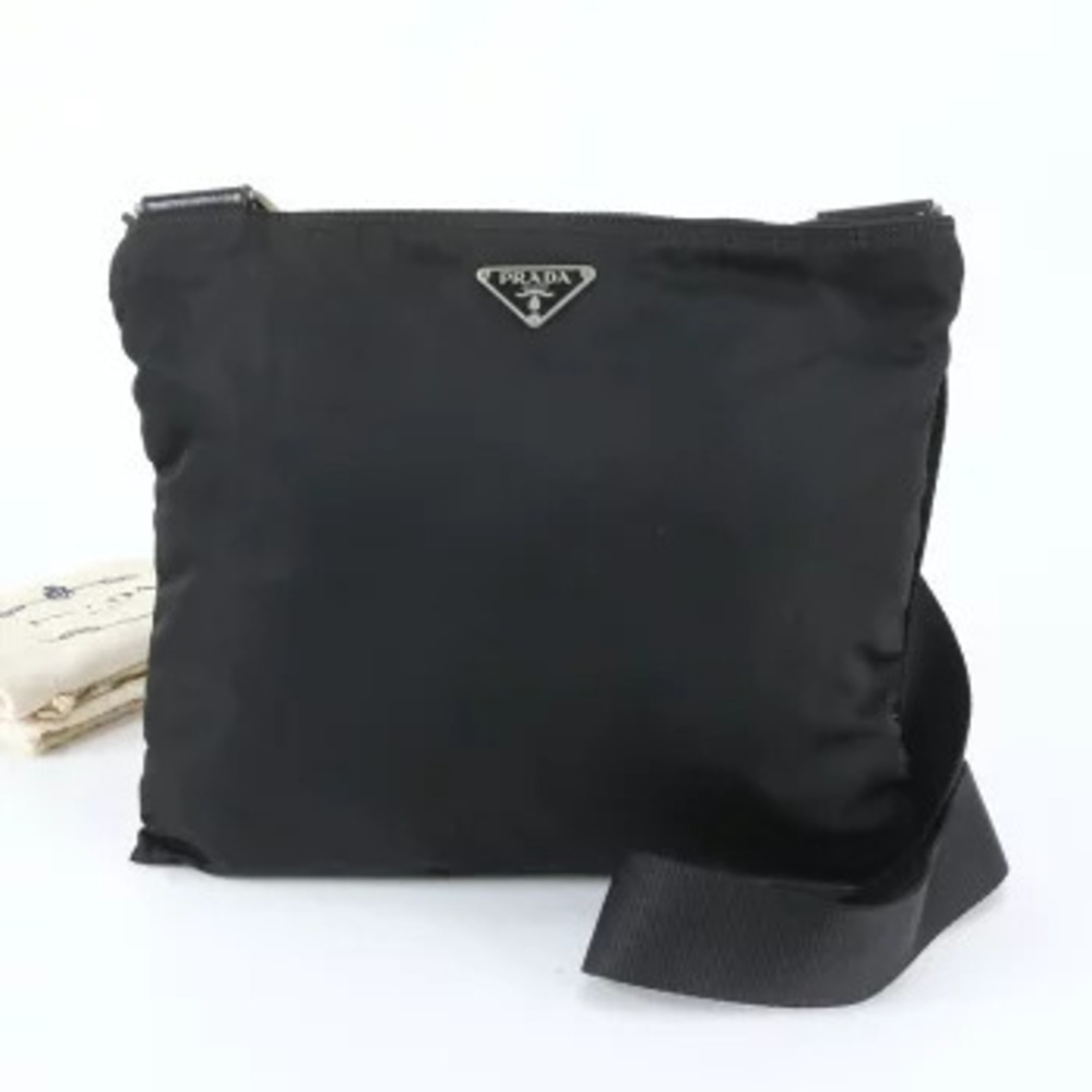 Prada Tessuto Leather Triangle Messenger Crossbody Bag Blue Black